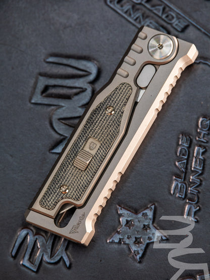 REATE EXO-MINI POCKET KNIFE BLACK MICARTA INLAY HANDLE CPM-3V DROP POINT BLADE