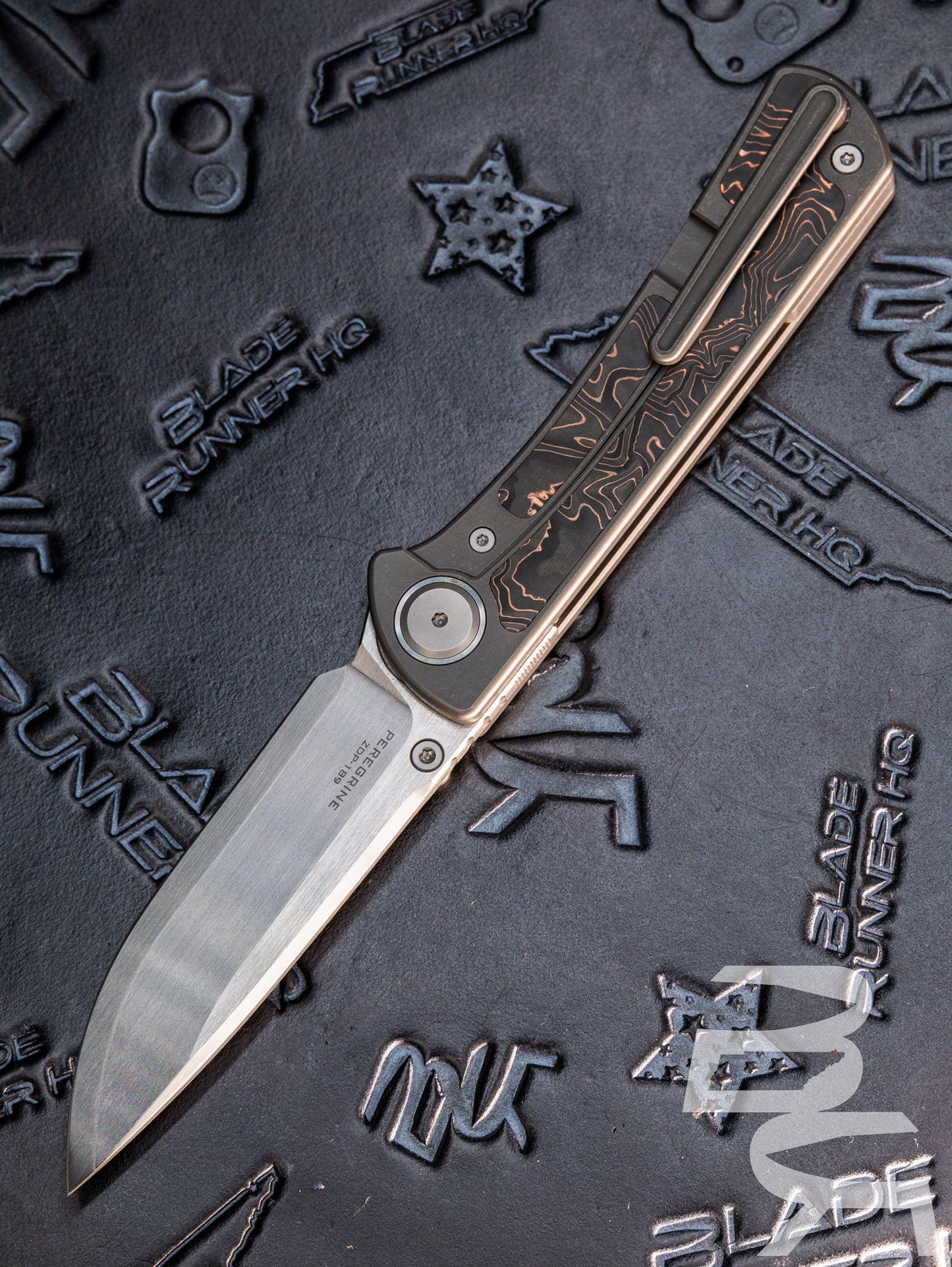 Maxace Peregrine Frame Lock Knife Ti/Copper CF Inlay (3.75" Satin)