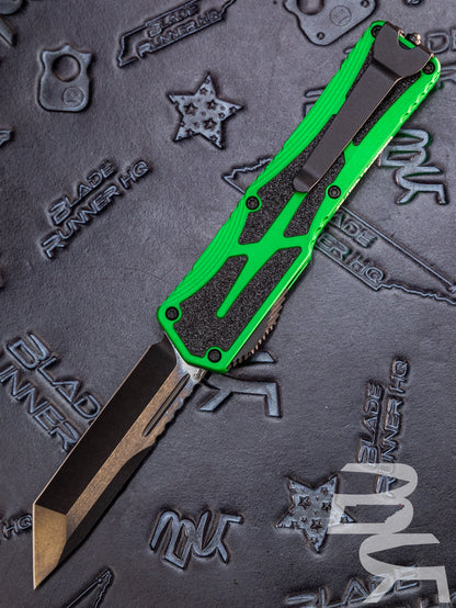 HERETIC KNIVES "COLOSSUS" TOXIC GREEN OTF AUTOMATIC KNIFE GREEN 3.5" TANTO DLC H040-6A-TXGRN