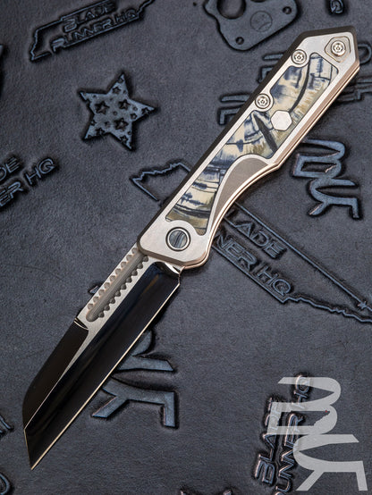 Heretic Knives Jinn Custom Titanium w/ Mammoth Inset & Hand Ground Mirror Polished Elmax
