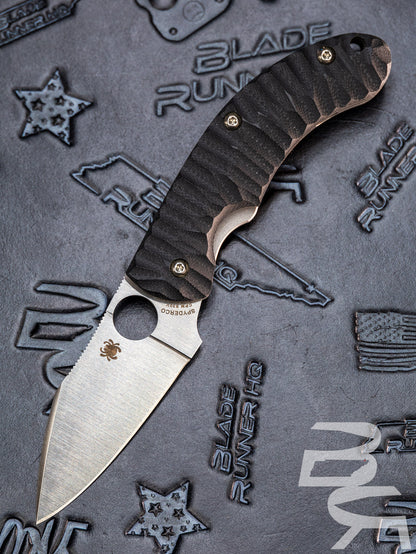 Pre Owned Spyderco PERRIN PPT™ BLACK CORRUGATED G-10