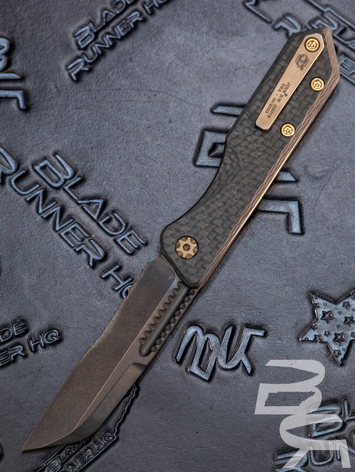 Heretic Knives Jinn Slipjoint Folding Knife 3" CPM-MagnaCut Black DLC Sheepsfoot Serrated Blade, Carbon Fiber Handles, Reversible Clip - H013-6B-CF