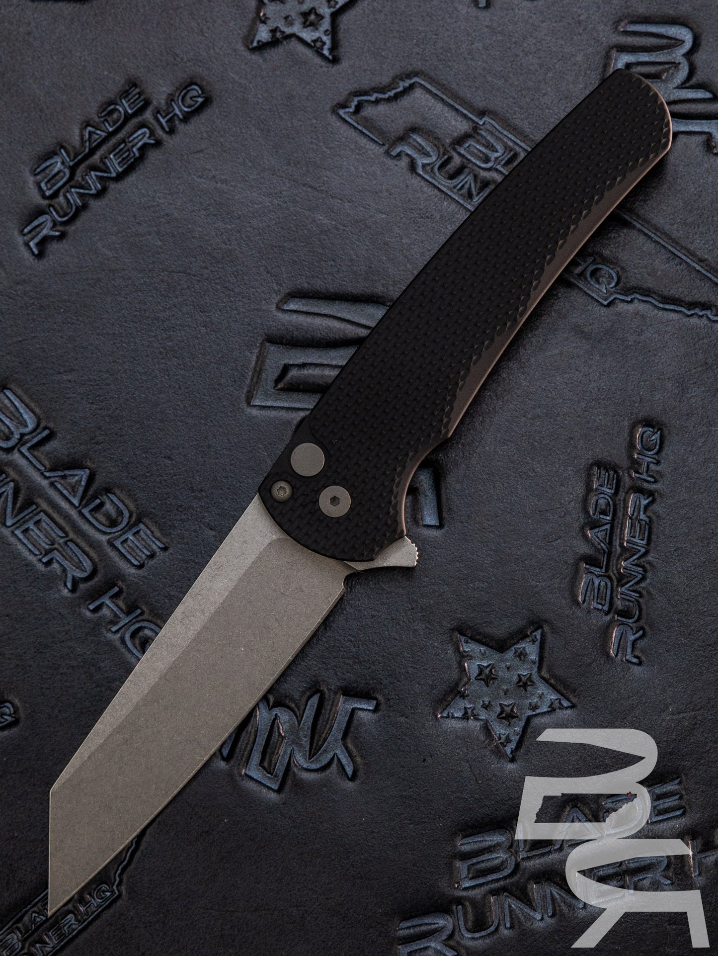 Pro-Tech Malibu Reverse Tanto Flipper Knife Textured Black Al (3.3" Stonewash)