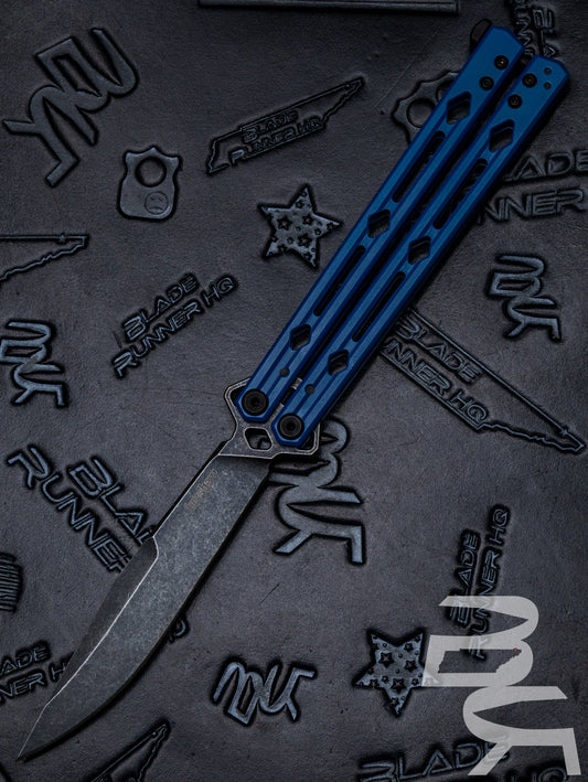 Kershaw Lucha Balisong Butterfly Knife Blue (4.5" Blackwash) 5150BLUBW