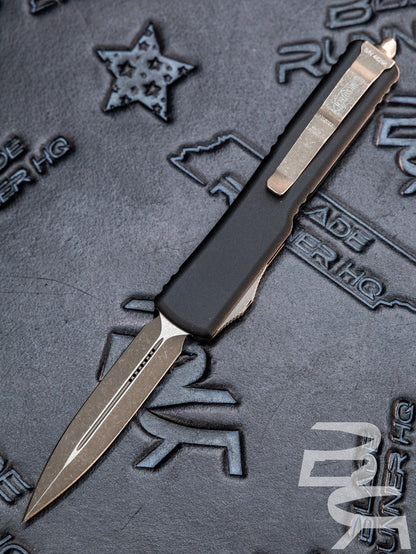Microtech UTX-70 147-10AP Double Edge Apocalyptic Blade, Black Handle