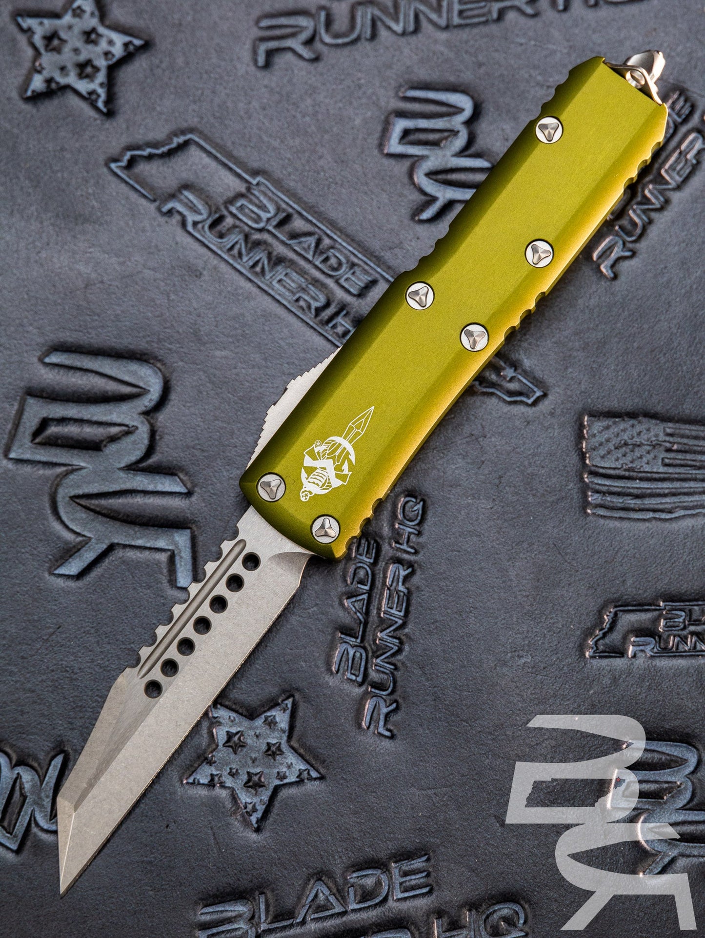 Microtech UTX-85 Warhound OTF Automatic Knife OD Green (3.1" Stonewash) 719W-10 0DS *