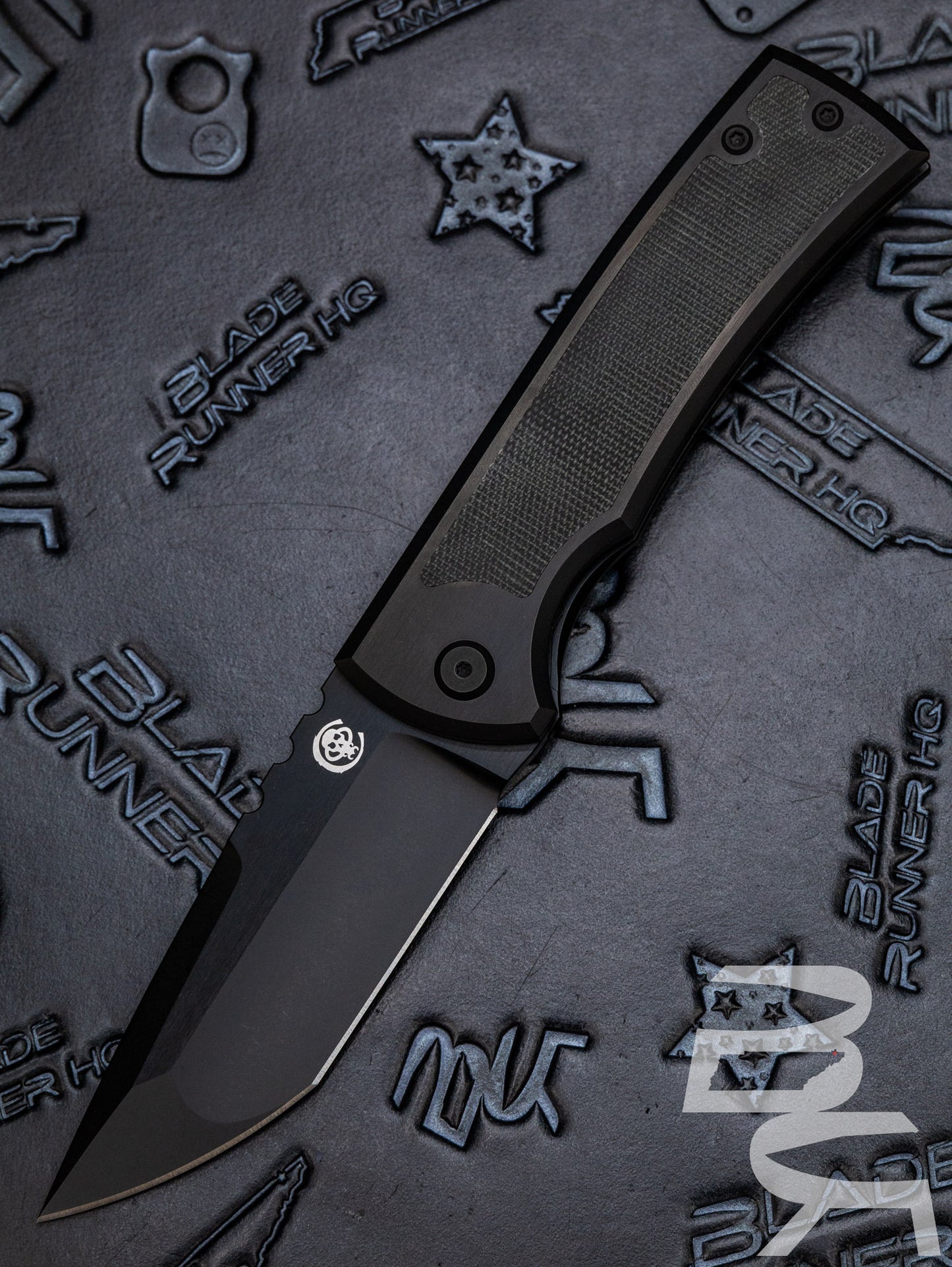 Chaves Ultramar Redencion 229 KickStop Flipper Knife 3.625" M390 Black Compound Tanto Blade, Black Titanium Handles with Black Micarta Inlay, Frame Lock