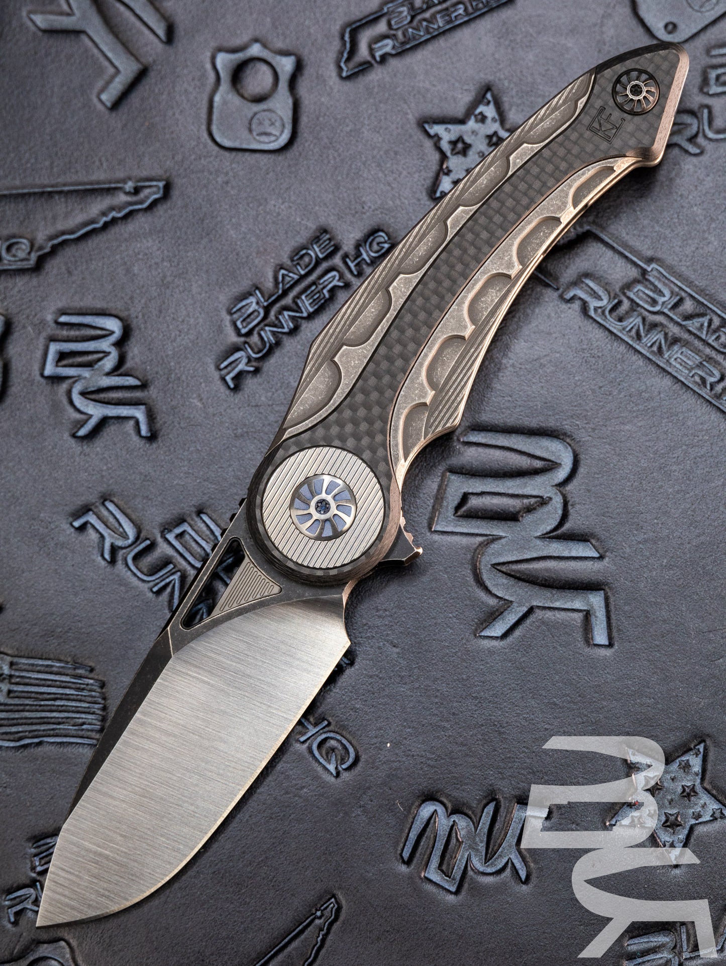 Pre Owned Custom Knife Factory Bragga Frame Lock Knife Ti/CF (3.25 Satin) CKF