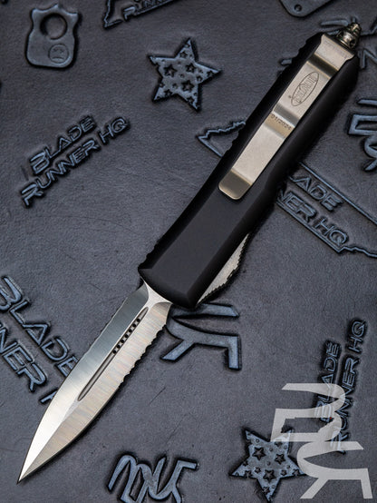 Microtech 232-5 UTX-85 D/E - Black Handle - Satin Blade - Partially Serrated