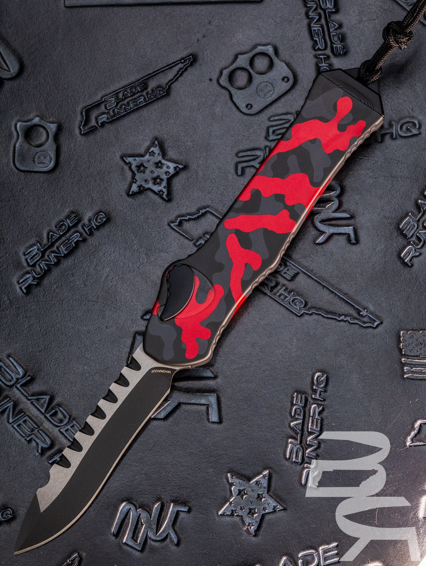 HERETIC KNIVES HYDRA OTF AUTOMATIC KNIFE RED CAMO 3.6" RECURVE TWO-TONE H008-10A-RCAMO