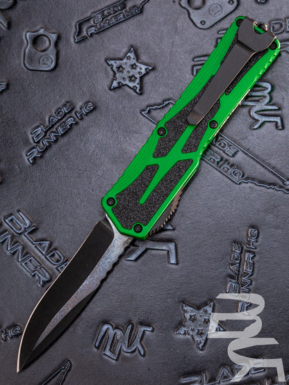 HERETIC KNIVES "COLOSSUS" TOXIC GREEN OTF KNIFE GREEN 3.5" RECURVE DLC H042-6A-TXGRN