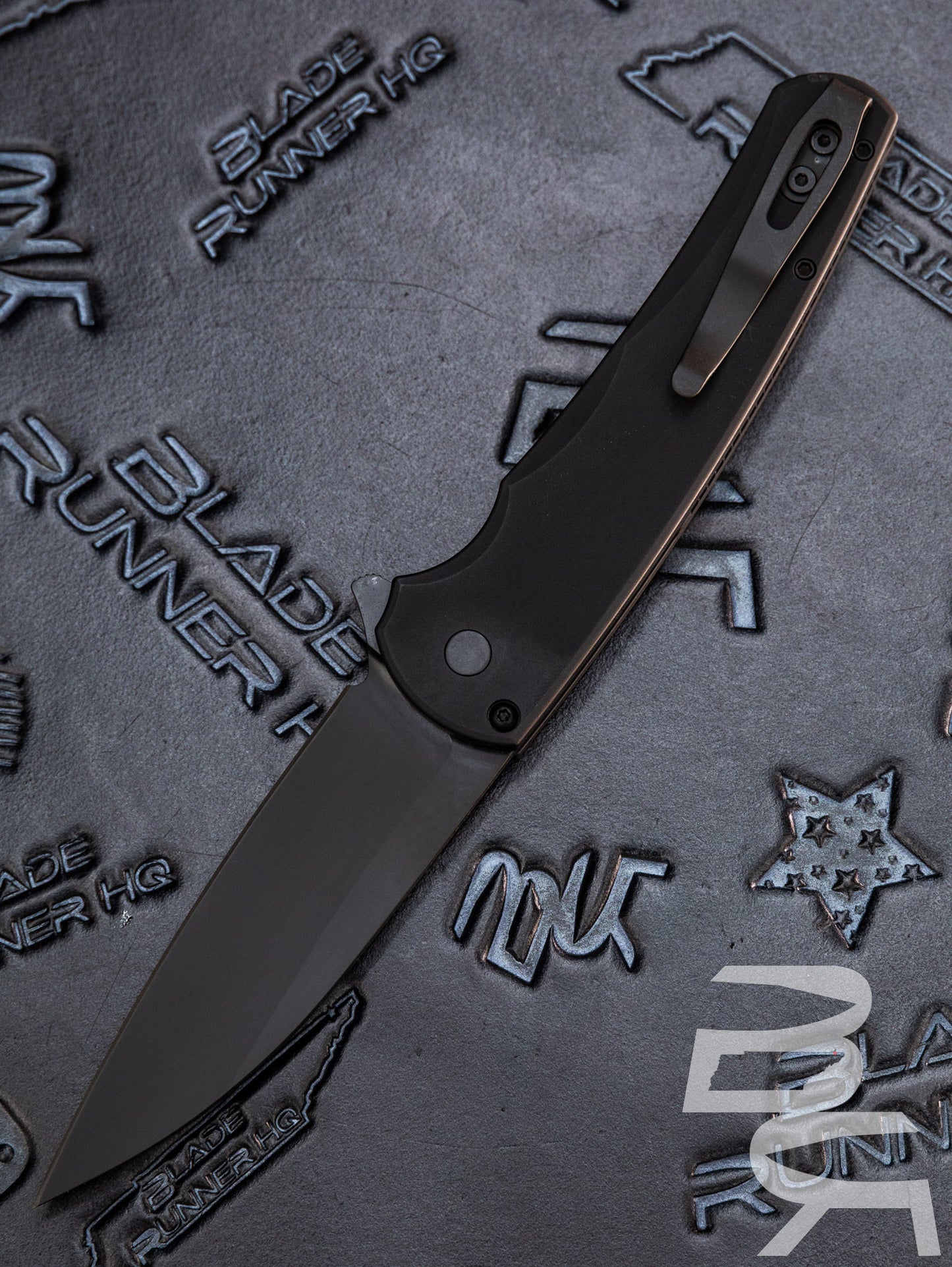 Pro-Tech 5303 Malibu Manual Flipper Knife 3.30" CPM-MagnaCut Black DLC Wharncliffe Blade, Black Aluminum Handles , Button Lock