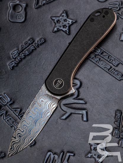 WE Knife Co. Elementum Frame Lock Black Titanium (3" Damascus)