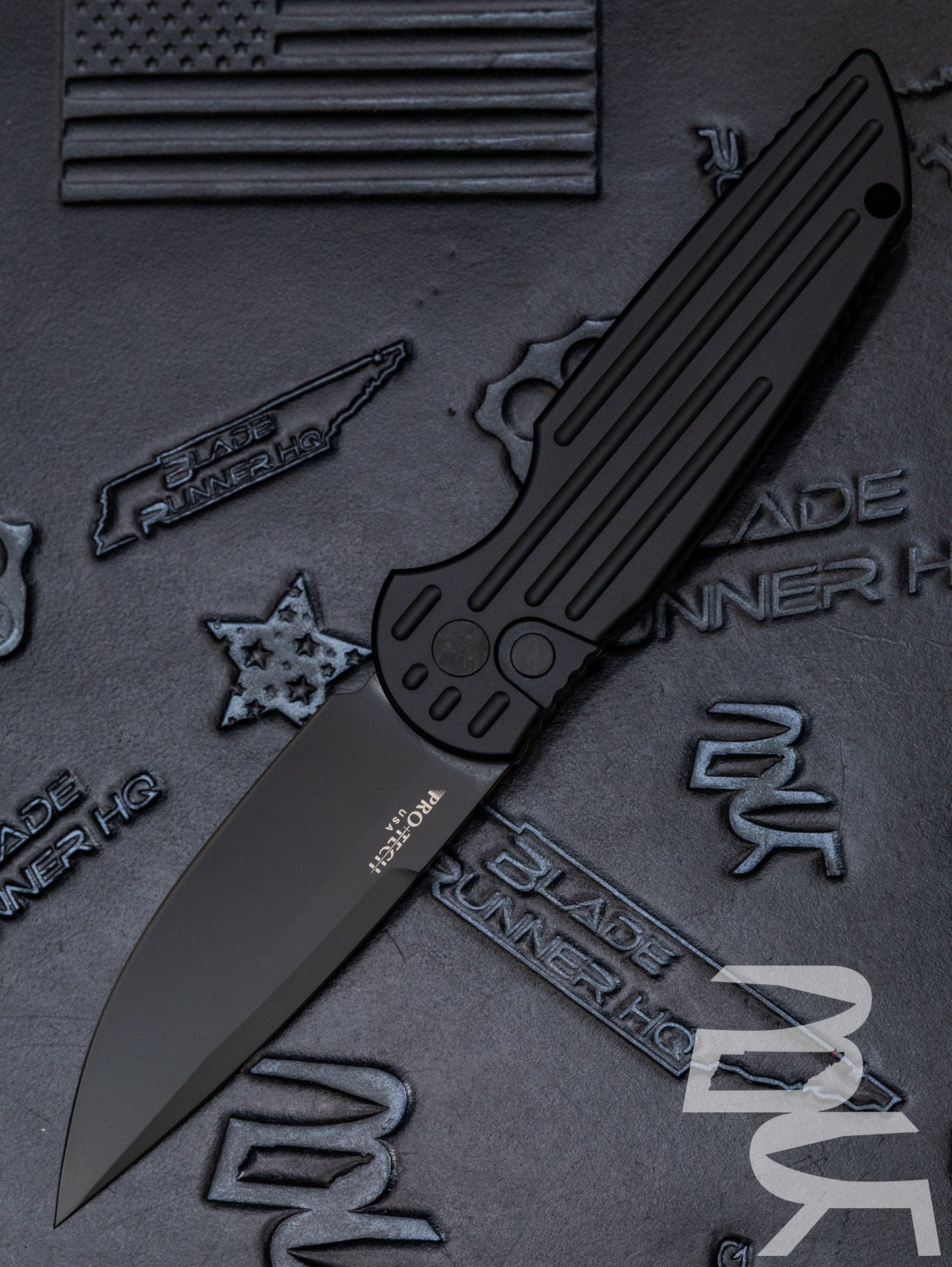 PROTECH TR-3 TACTICAL RESPONSE BLACK ALUMINUM SWAT LEFT HAND AUTOMATIC KNIFE 3.5" BLACK