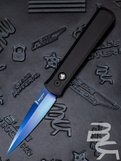 Pro-Tech Godfather Automatic Knife Black (4" Sapphire Blue) 921-SB