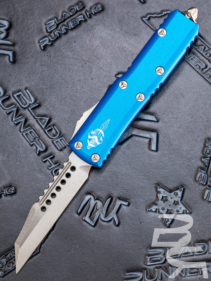 Microtech UTX-85 Warhound Blue Stonewash Standard Signature Series 719W-10BLS