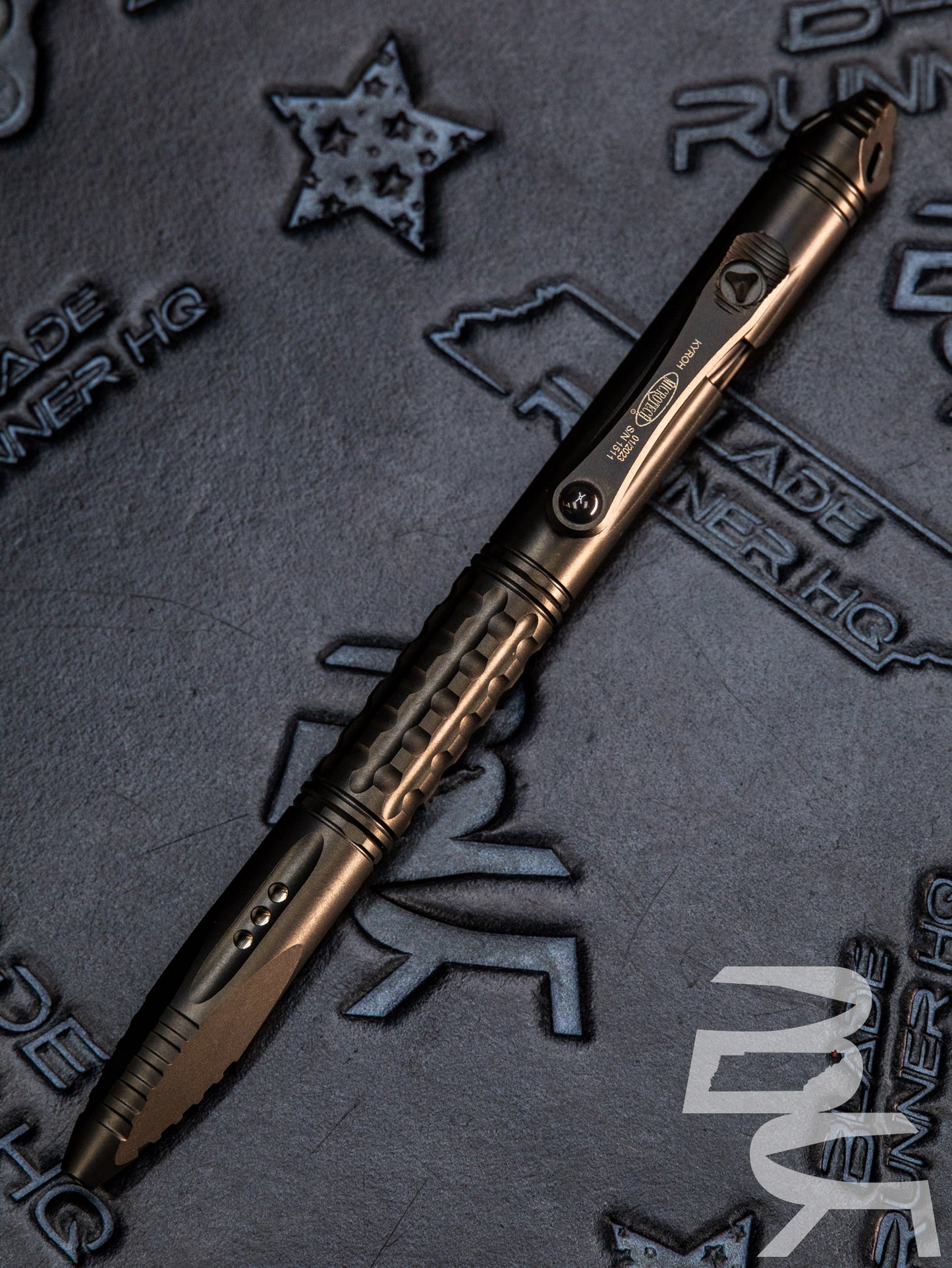 Microtech Kyroh Standard Black DLC Bolt-Action Titanium Pen with Pocket Clip, 5.875" Overall, Tritium Cap Insert - 403-TI-DLCTRI