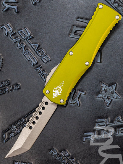 Microtech 919-10ODS Signature Series Hera OTF AUTO Knife 3.125" Stonewashed Hellhound Tanto Blade, OD Green Aluminum Handles