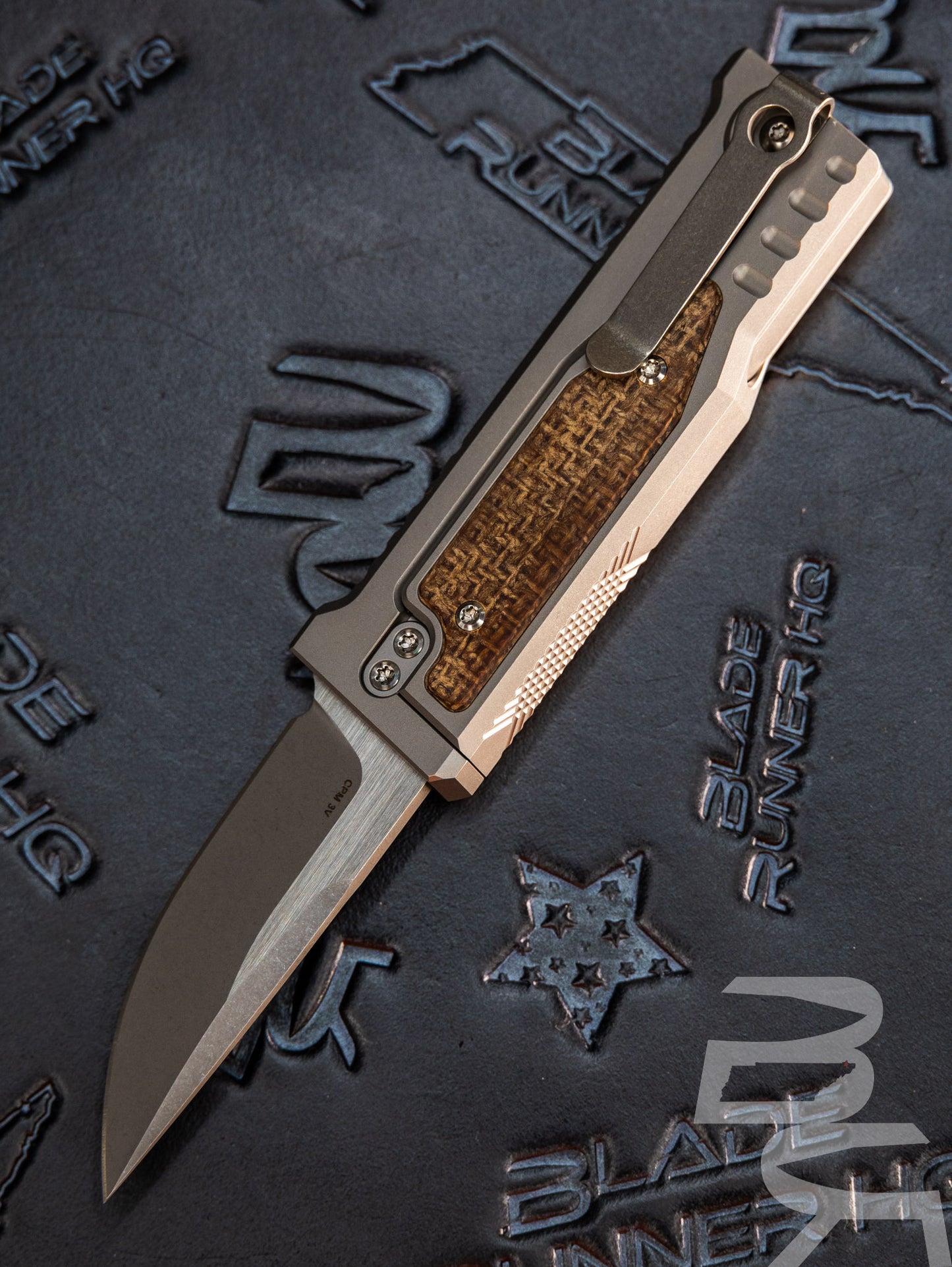 REATE EXO-MINI POCKET KNIFE BROWN MICARTA INLAY HANDLE CPM-3V DROP POINT BLADE