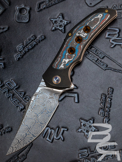 WE Knife Co. Magnetron Black / Multi Titanium / CF (3.7" Damasteel)