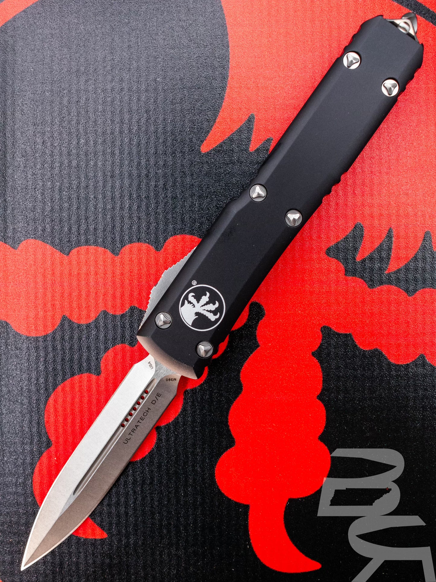 Microtech 122-10 Ultratech D/E - Black Handle - Stonewashed Blade