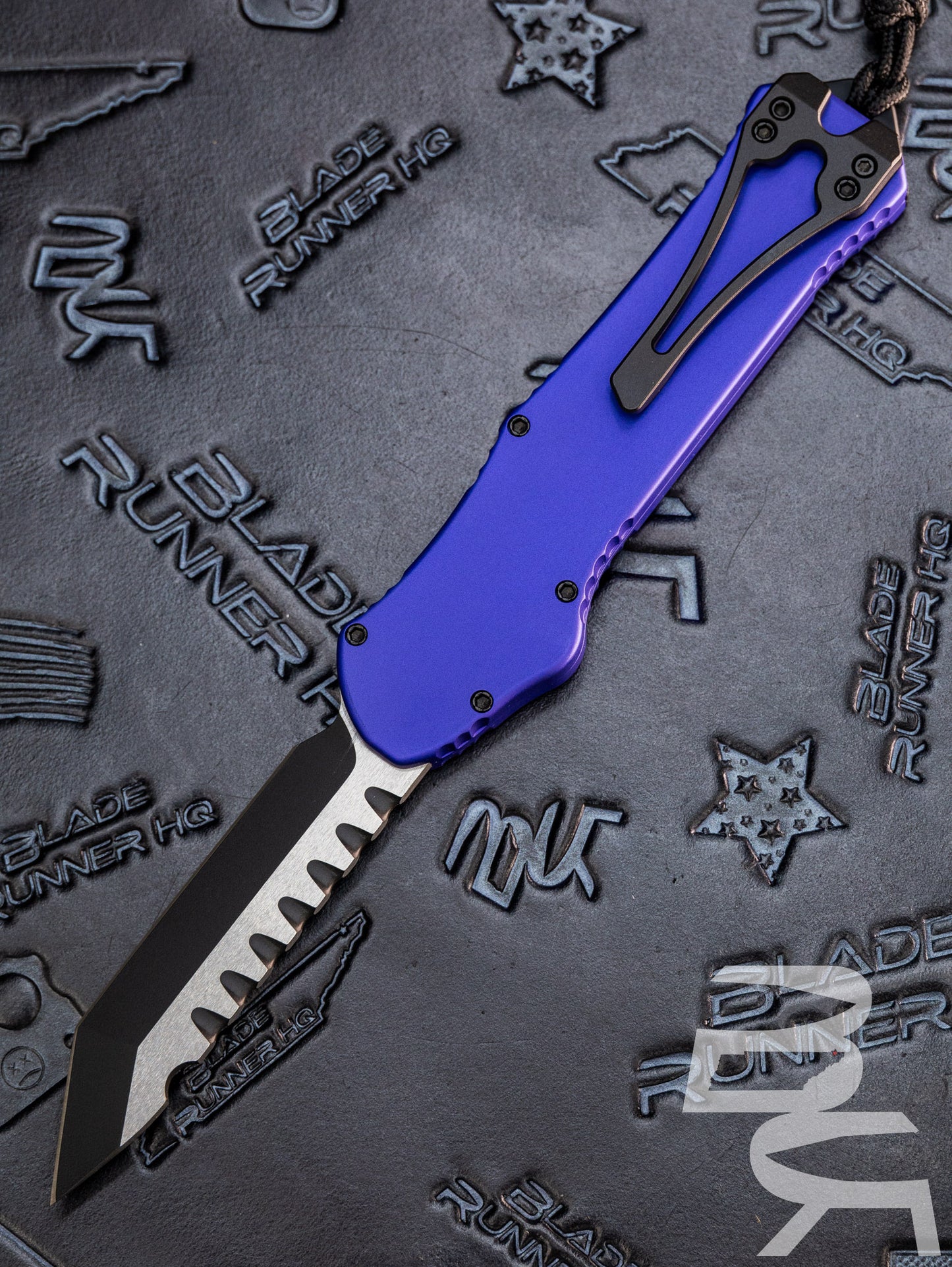 HERETIC KNIVES HYDRA PURPLE ALUMINUM OTF KNIFE 3.6" TANTO TWO-TONE BLACK H006-10A-PU