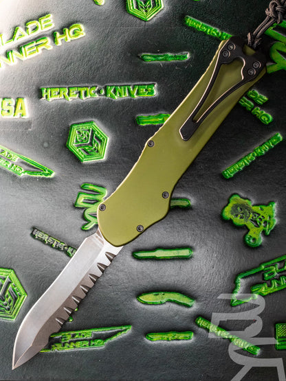 Heretic Knives Hydra DLC Recurve Blade , Green Handle H008-6A-GRN