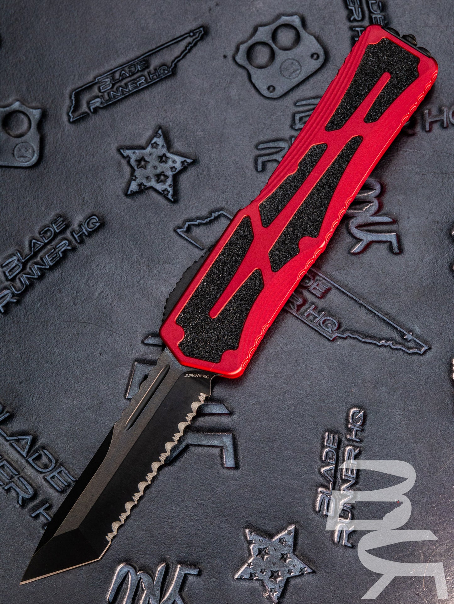 Heretic Knives Colossus DLC T/E, RED Handle, Black Clip & Hardware H040-6C- RED TANTO Full Serrated