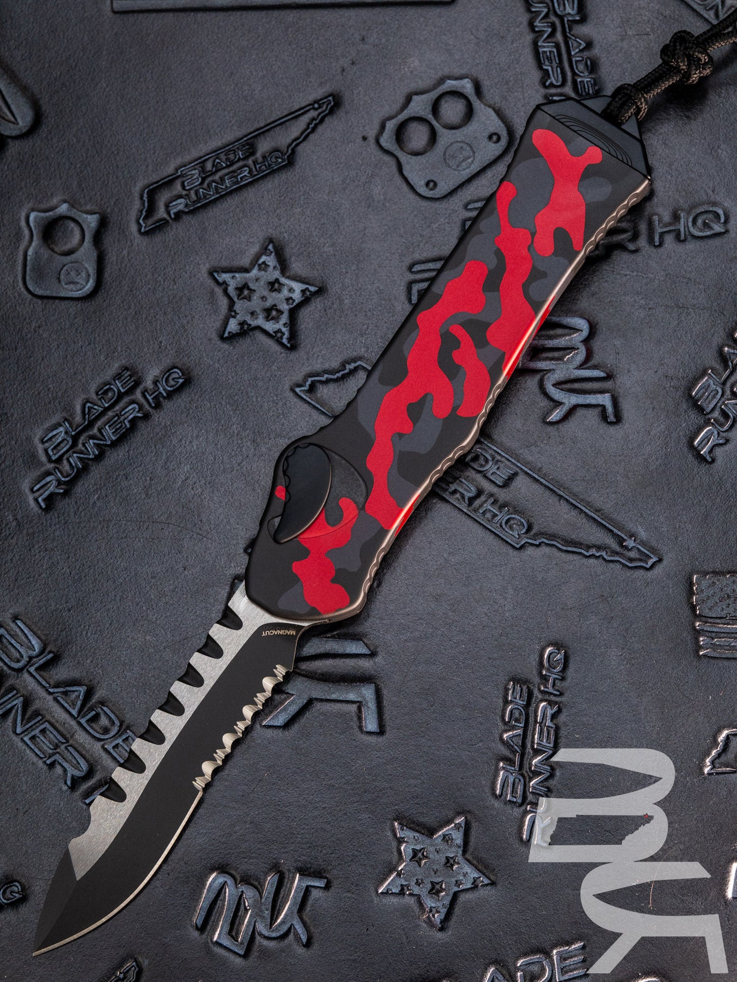 HERETIC KNIVES HYDRA OTF AUTOMATIC KNIFE RED CAMO 3.6" RECURVE TWO-TONE SERRATED H008-10B-RCAMO