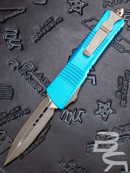 Microtech Combat Troodon 142-10APTQ Apocalyptic Double Edge Blade Turquoise Handle