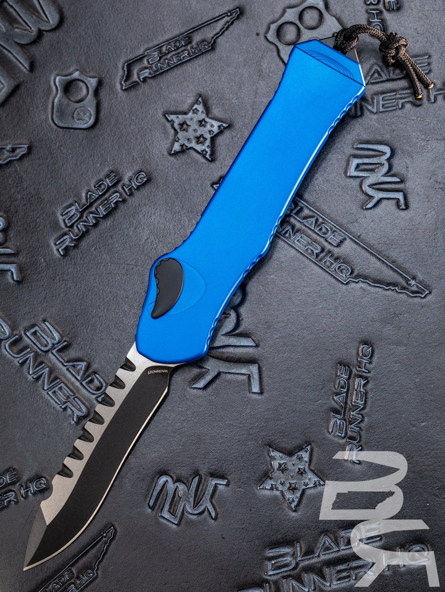 HERETIC KNIVES HYDRA BLUE V3 OTF AUTO KNIFE ALUMINUM 3.6" TWO TONE RECURVE