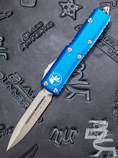 Microtech 232-10BL UTX-85 D/E - Blue Handle - Stonewash Blade