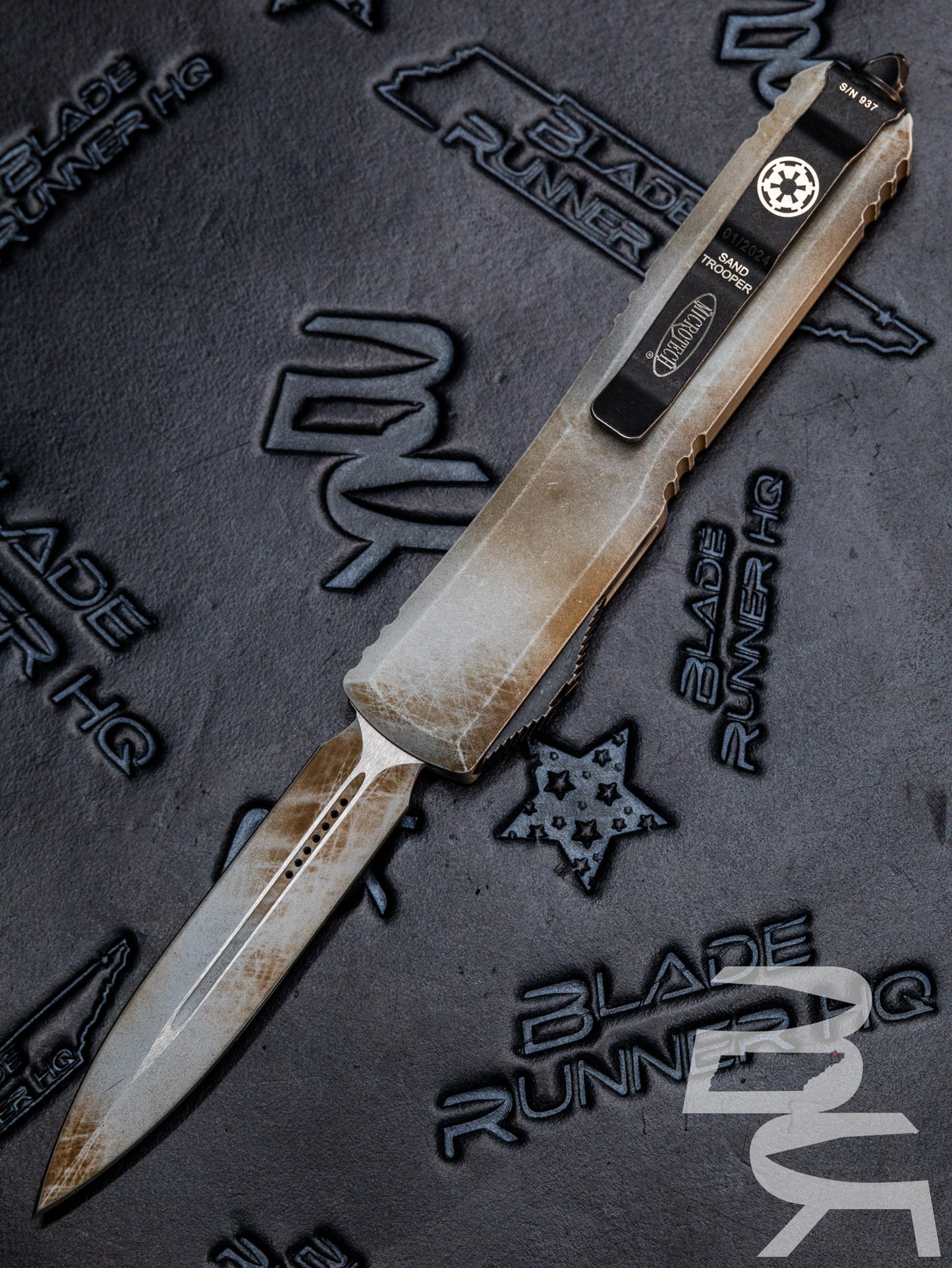 MICROTECH SANDTROOPER ULTRATECH- DOUBLE EDGE OTF KNIFE- PLAIN EDGE BLADE 122-1 SAD