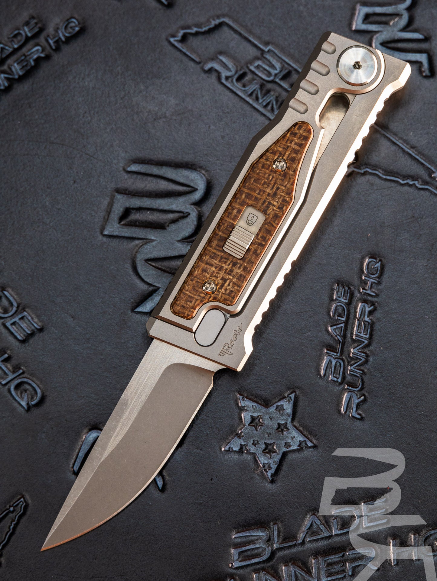 REATE EXO-MINI POCKET KNIFE BROWN MICARTA INLAY HANDLE CPM-3V DROP POINT BLADE