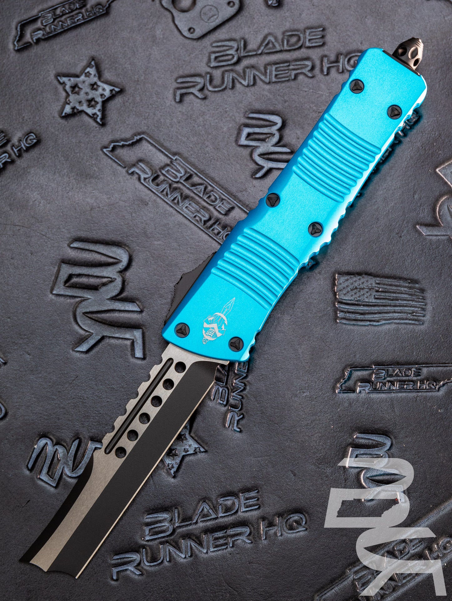 Microtech Combat Troodon Hellhound Razor Signature Turquoise Two Tone Black 219R-1TQS