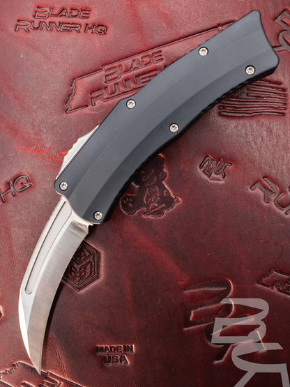 Heretic Knives Roc - S/E Curved Satin Blade, Black Handle H060-1A