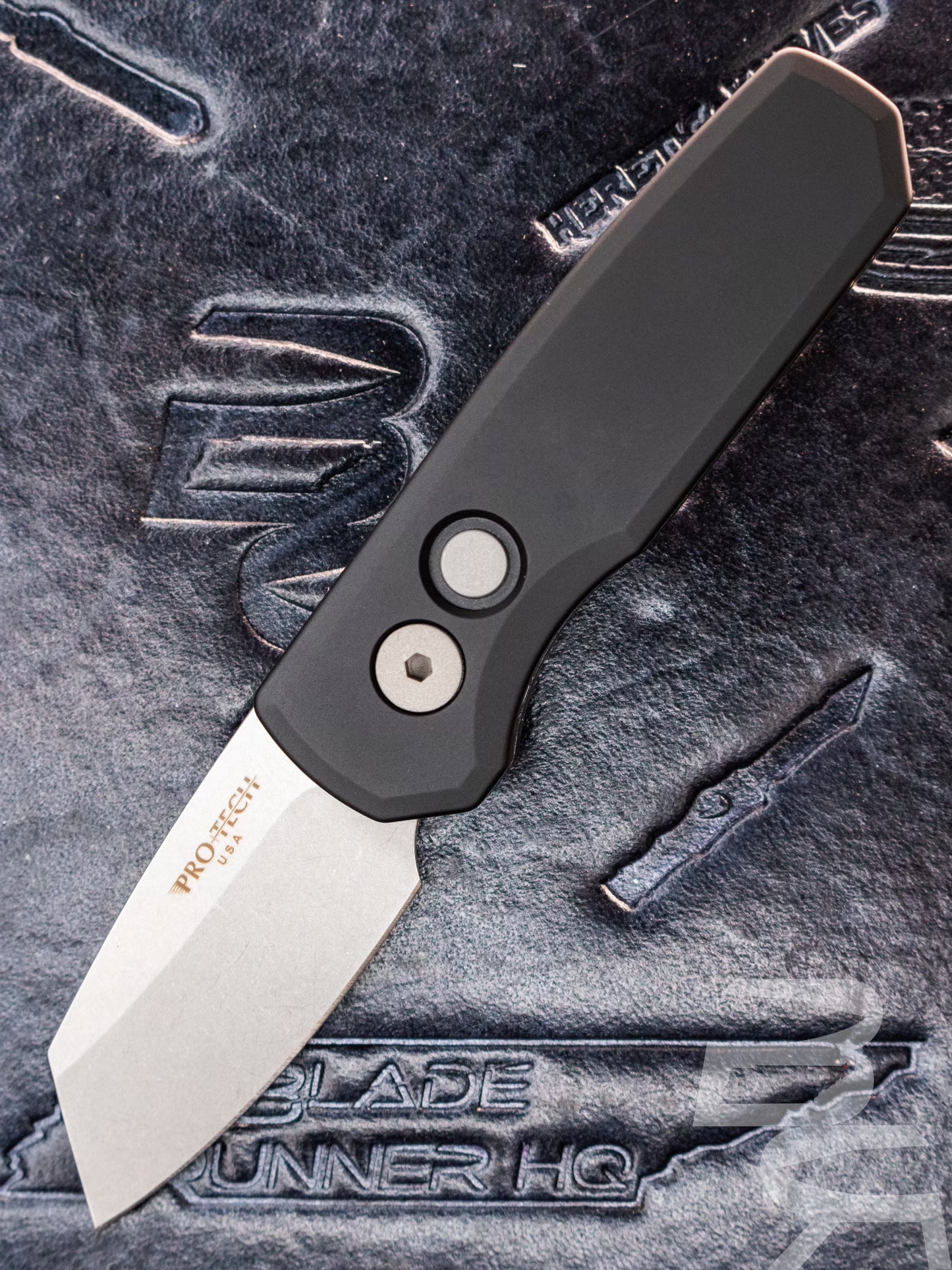 Pro-Tech Runt 5 Reverse Tanto Black Handle Stonewash Magnacut Blade R5401