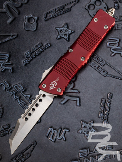Microtech 219W-10MRS Combat Troodon Warhound Wharncliffe - Merlot Red Handle - Stonewashed Blade - Signature Series