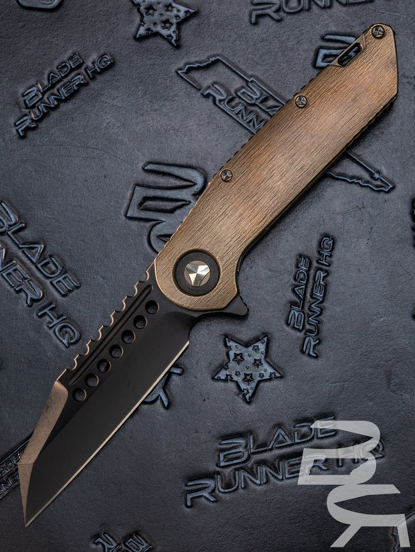 Pre Owned Marfione Custom Knives Warhound DLC Two Tone Apocalyptic w/ Bronze Bark Titanium & DLC Hardware