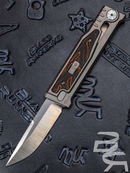 REATE EXO-M G10 ORANGE/BLACK OTF KNIFE TITANIUM 2.95" DROP POINT SATIN
