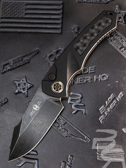 Heretic Knives Pariah Auto Black Anodized Handle, Battleworn Black Blade, H048-8A