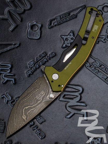 Kershaw Knockout Assisted Opening Knife OD Green (3.25" Damascus) 1870OLDAM