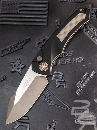 Heretic Knives Pariah Auto Black Anodized Handle, Battleworn Blade, H048-5A