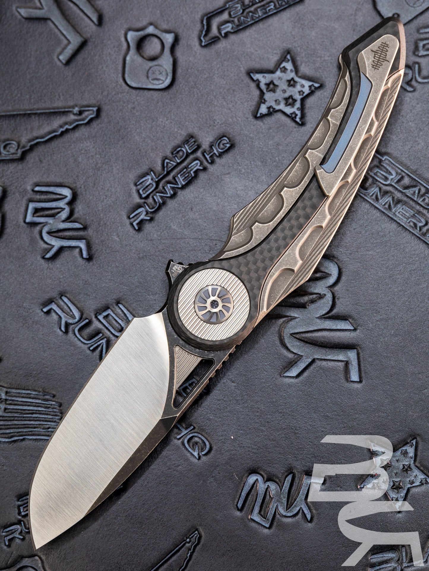 Pre Owned Custom Knife Factory Bragga Frame Lock Knife Ti/CF (3.25 Satin) CKF