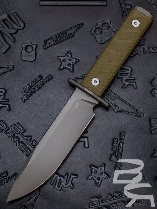 Zero Tolerance 6 Fixed Blade Knife OD Green G-10 (6" Gray CPM 3V) ZT 0006