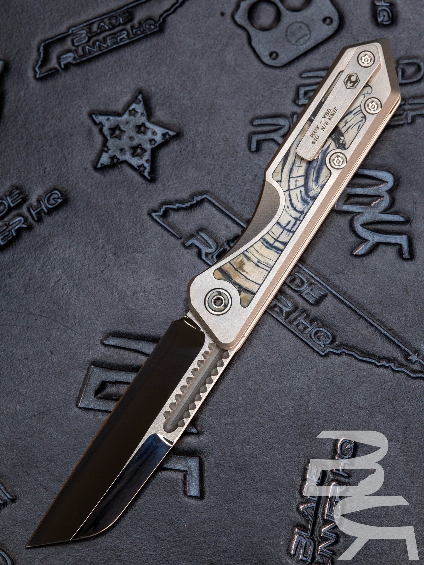 Heretic Knives Jinn Custom Titanium w/ Mammoth Inset & Hand Ground Mirror Polished Elmax