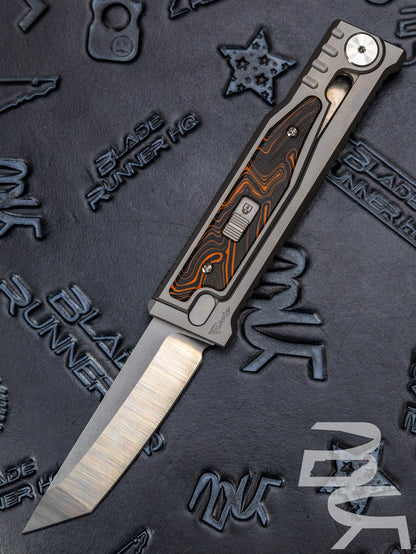 REATE EXO-M G10 ORANGE/BLACK OTF KNIFE TITANIUM 2.95" TANTO SATIN