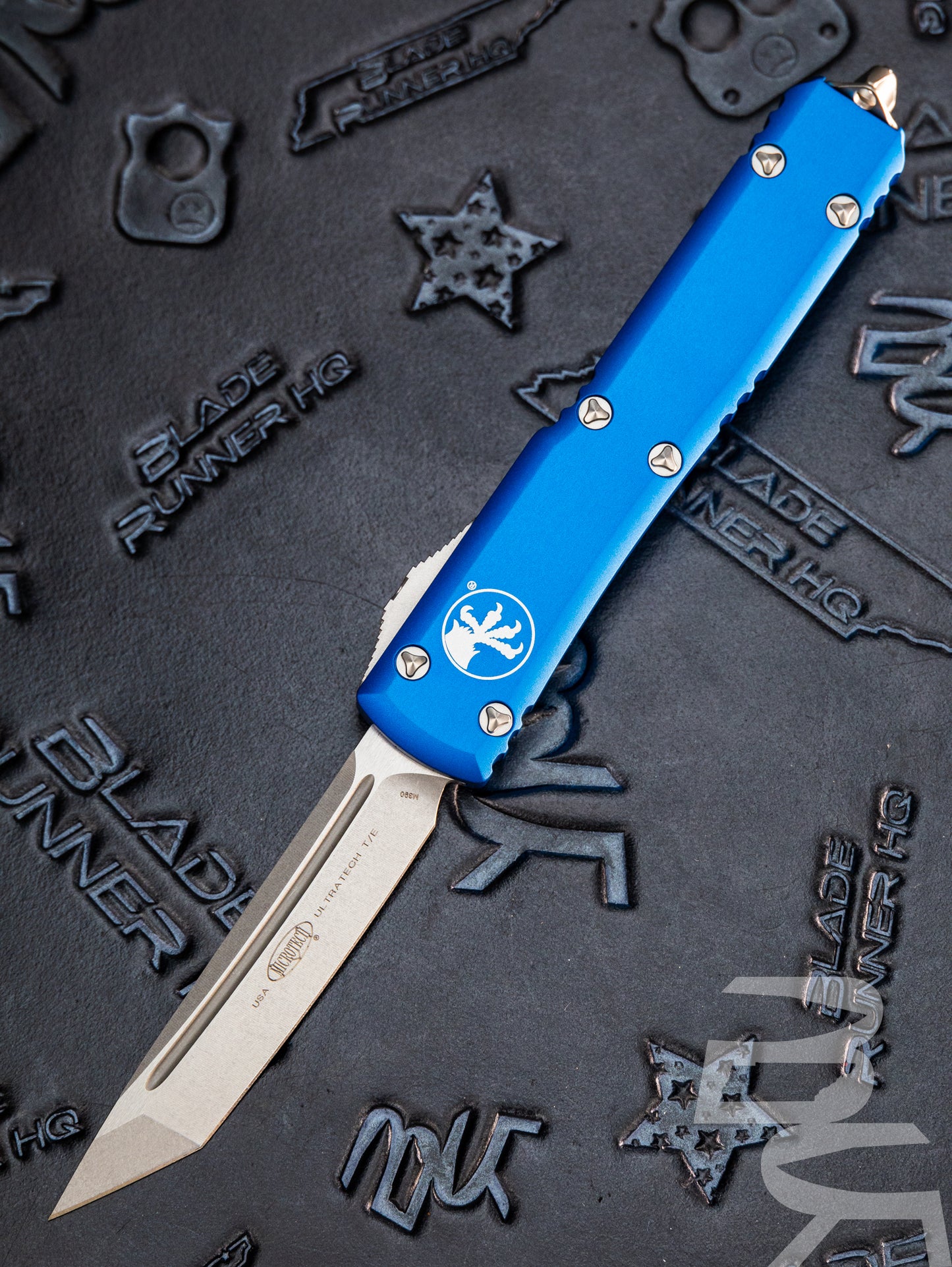 Microtech Ultratech T/E OTF Automatic Knife Blue (3.4" Stonewash) 123-10BL
