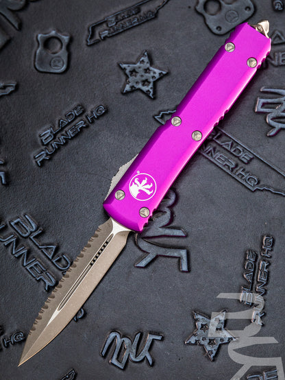 Microtech Ultratech D/E OTF Automatic Knife Violet (3.4" Apocalyptic Serrated)