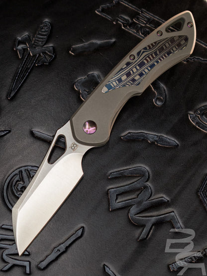 OLAMIC CUTLERY Pre Owned WHIPPERSNAPPER WHARNCLIFFE 428-W EGGERLING DAMASCUS DARK BLASTED TITANIUM